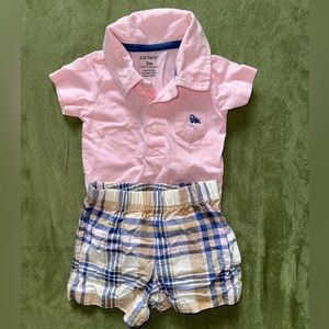 Carters plaid shorts and collard tee. Worn once in good condition.